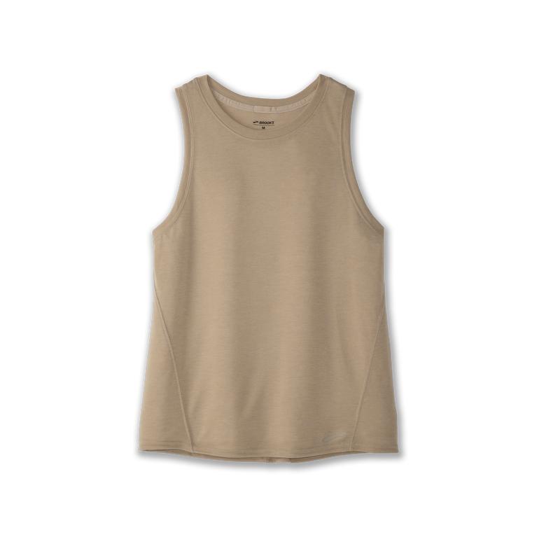 Brooks Distance Womens Running Tank Top - Heather Oatmeal/Black - Indonesia (ZKBO-43509)